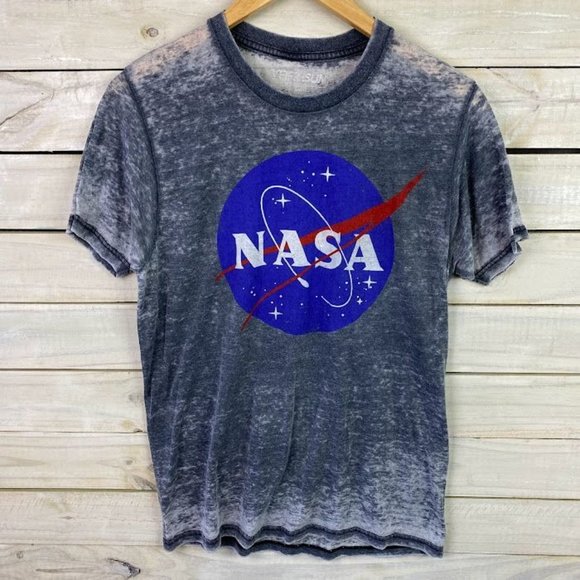 Women's Fifth Sun Grey Sheer NASA T-Shirt Size SMALL Short Sleeve Graphic Tee - Picture 2 of 5